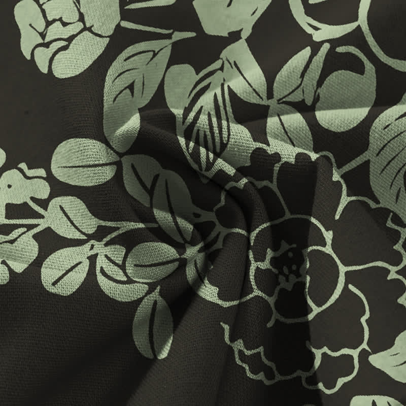 Buddha Stones Baumwoll-Leinen-Hose mit Vintage-Blumenmuster, elastischem Bund, weitem Bein und Taschen - image 3