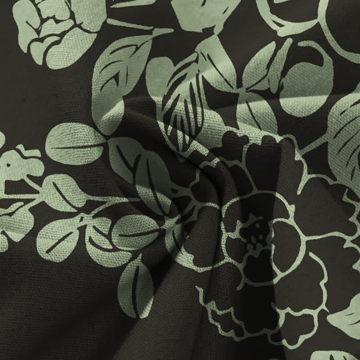 Buddha Stones Baumwoll-Leinen-Hose mit Vintage-Blumenmuster, elastischem Bund, weitem Bein und Taschen - image 3