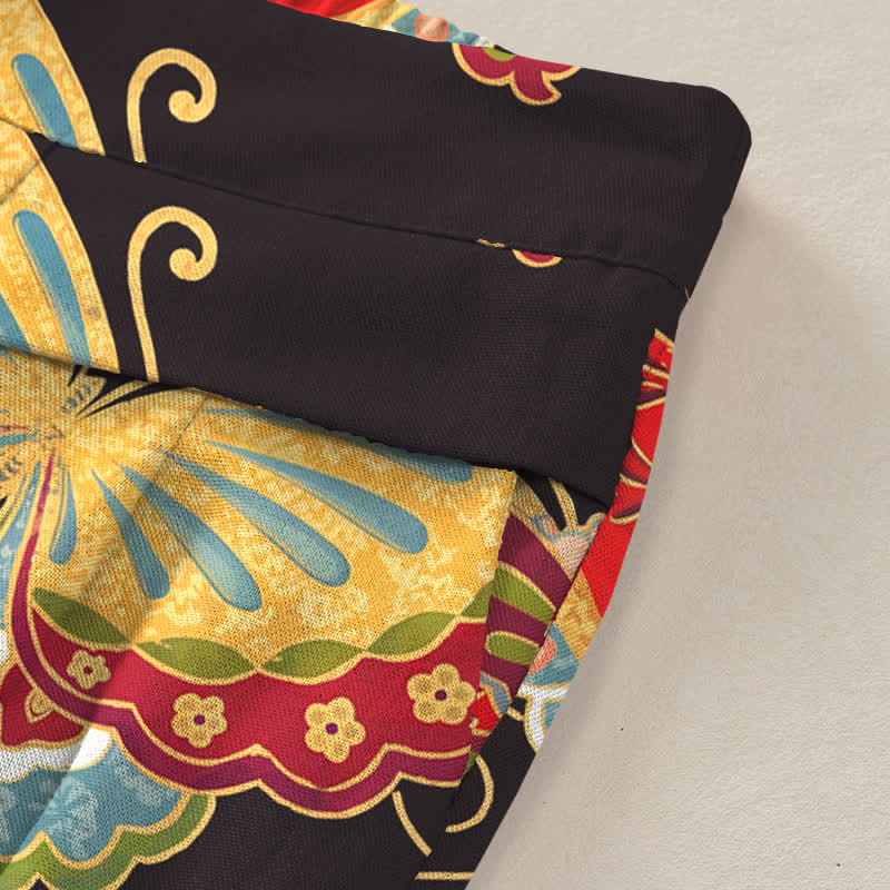 Buddha Stones Baumwoll-Leinen-Hose mit buntem Schmetterlingsmuster, elastischem Bund, weitem Bein und Taschen - image 2