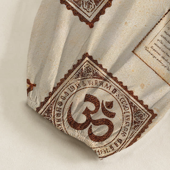 Buddha Stones Vintage-Haremshose aus Baumwolle mit Om-Sonnenmuster, elastischem Bund und Seitentaschen - image 6