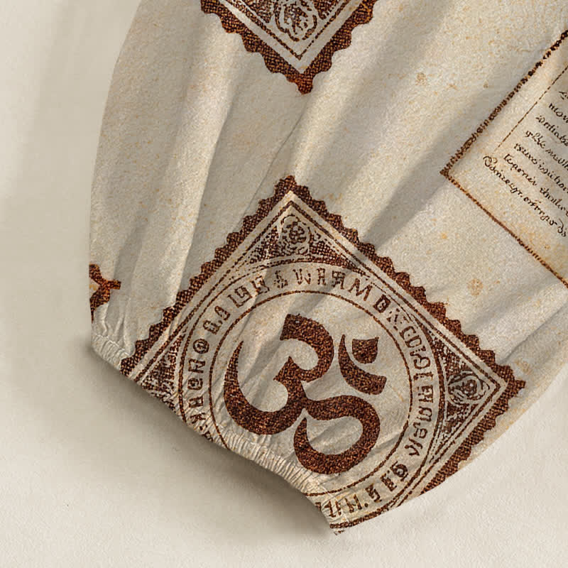Buddha Stones Vintage-Haremshose aus Baumwolle mit Om-Sonnenmuster, elastischem Bund und Seitentaschen - image 6
