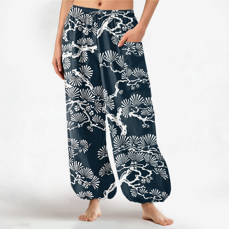 Buddha Stones Baumwoll-Haremshose für Damen mit orientalischem Blattmuster, elastischem Bund und Seitentaschen - Dunkelgrau - US16, UK/AU20, EU48 (3XL) - image 7