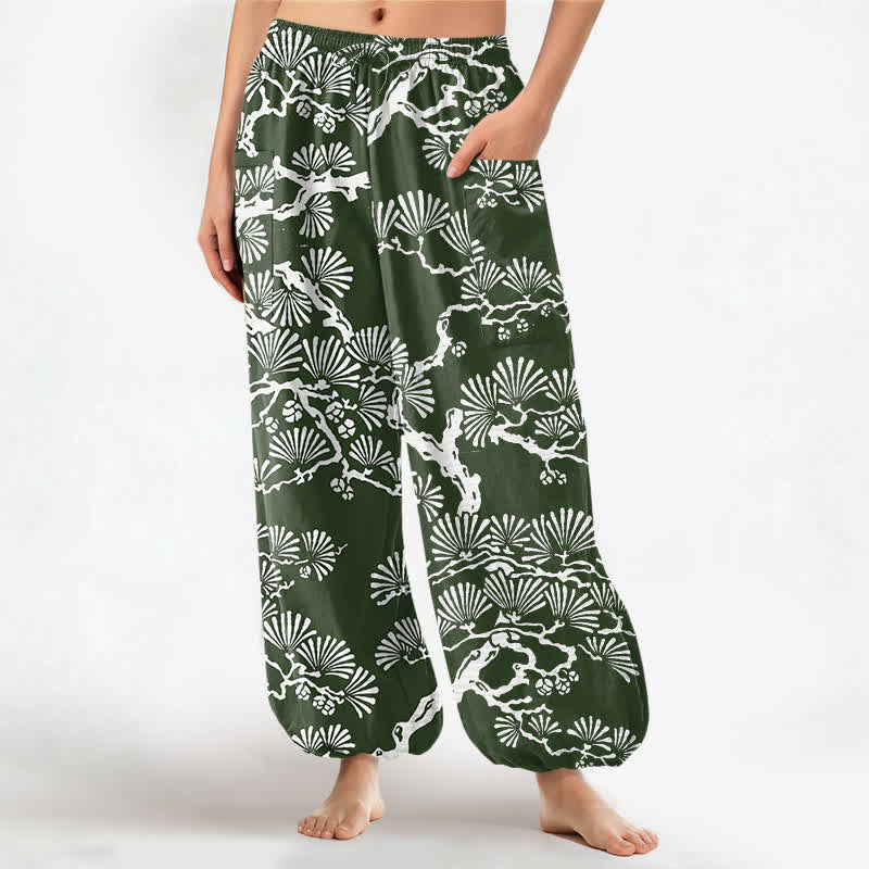Buddha Stones Baumwoll-Haremshose für Damen mit orientalischem Blattmuster, elastischem Bund und Seitentaschen - Dunkelgrün - US16, UK/AU20, EU48 (3XL) - image 10