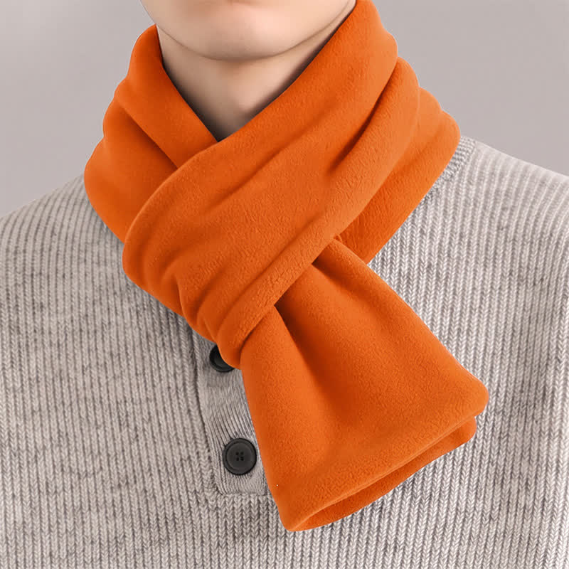 Buddha Stones ​​Herbst-Winter-Plüsch-Nackenwärmer mit gekreuzter Vorderseite, minimalistischer Herrenschal - Dunkelorange - image 23