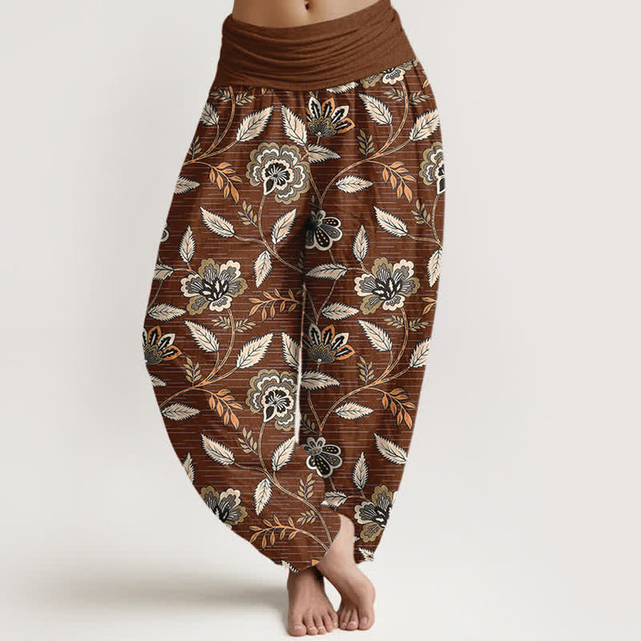 Buddha Stones Baumwoll-Haremshose mit Vintage-Blumenrankenmuster und elastischem Bund für Damen - Sienna - US16, UK/AU20, EU48 (3XL) - image 0