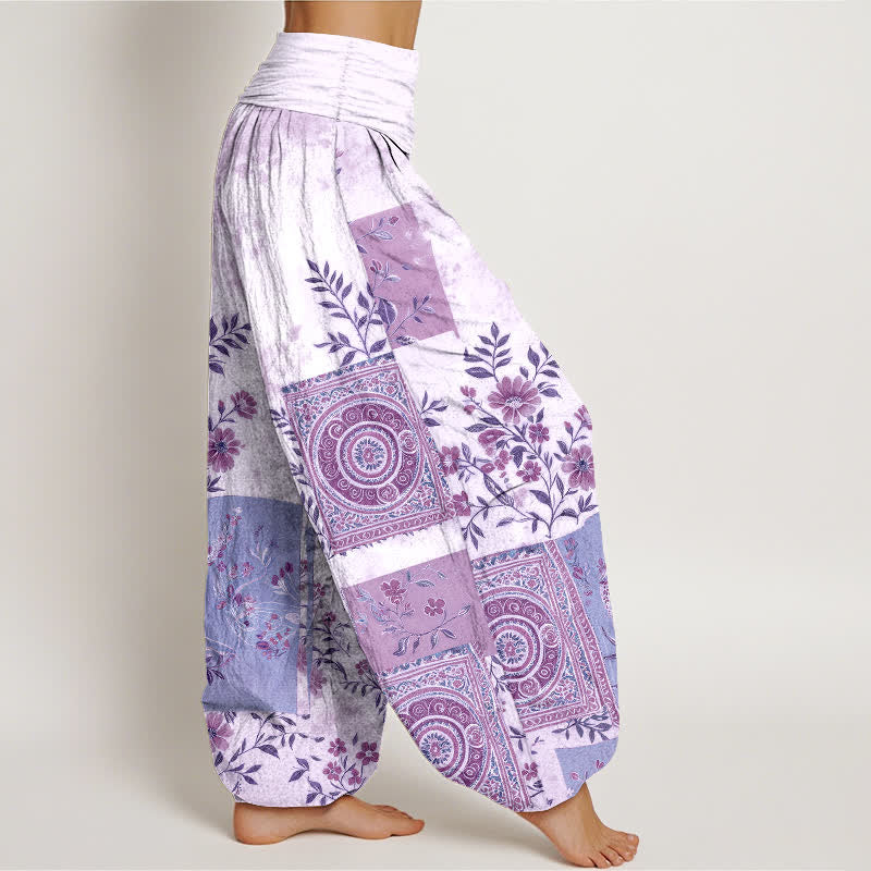 Buddha Stones Baumwoll-Haremshose mit floralem Patchwork-Muster im Bohème-Stil und elastischem Bund für Damen - image 9