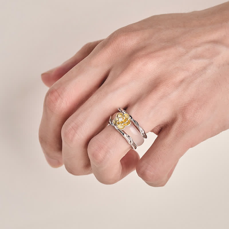 Buddha Stones Honiggelber Chalcedon-Osmanthus-Ring mit doppelter Wirkung – ein wahrer Positivitätsring - image 4