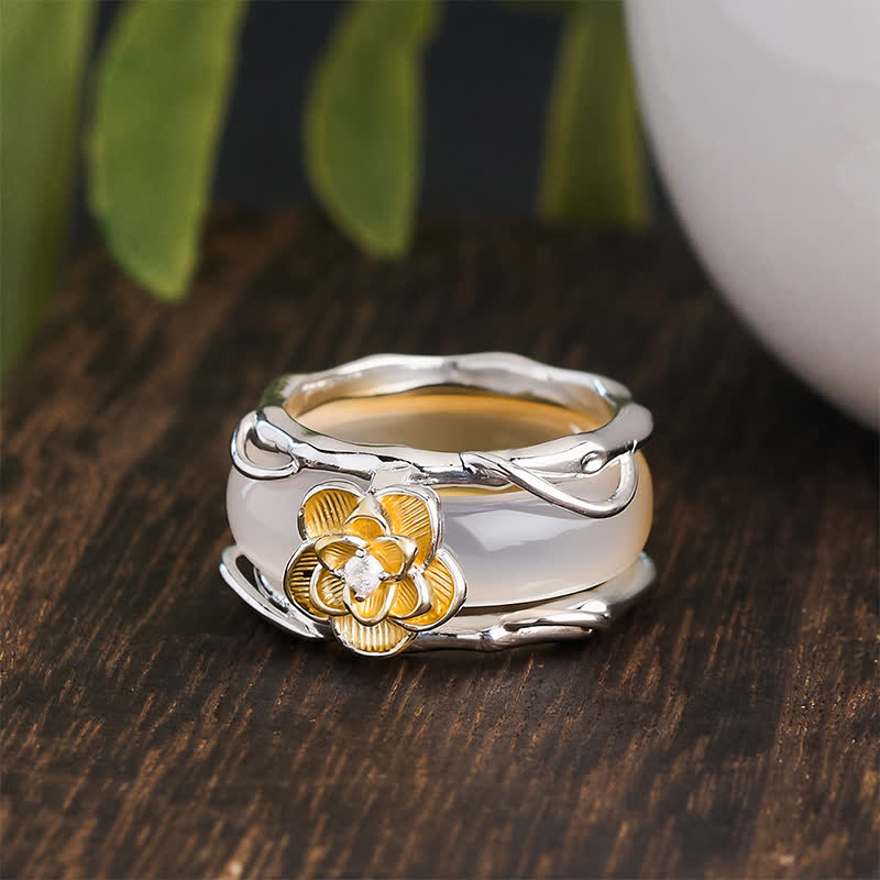 Buddha Stones Honiggelber Chalcedon-Osmanthus-Ring mit doppelter Wirkung – ein wahrer Positivitätsring - image 5
