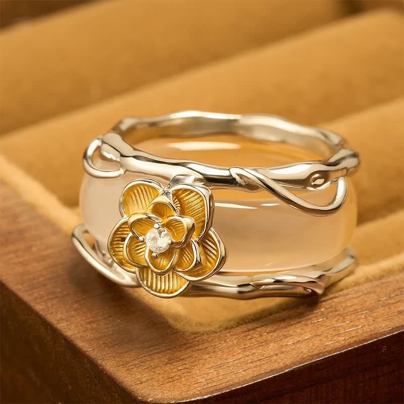 Buddha Stones Honiggelber Chalcedon-Osmanthus-Ring mit doppelter Wirkung – ein wahrer Positivitätsring - image 2