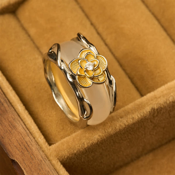 Buddha Stones Honiggelber Chalcedon-Osmanthus-Ring mit doppelter Wirkung – ein wahrer Positivitätsring - image 3