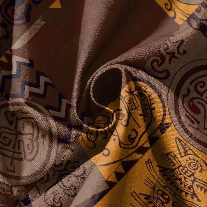 Buddha Stones Herren-Haremshose aus reiner Baumwolle mit Tribal-Medaillon-Patchworkmuster, Kordelzug und Taschen - image 17