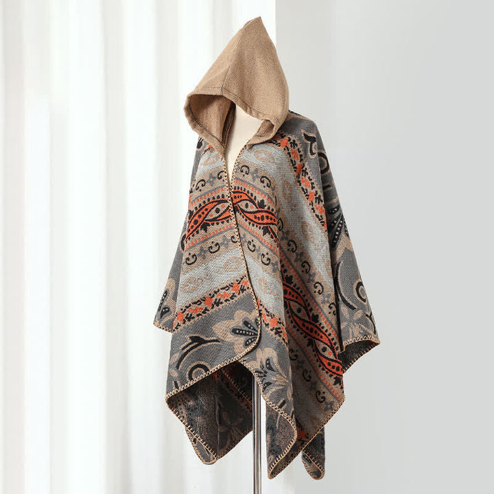 Buddha Stones Herbst/Winter Kapuzenschal mit Paisley-Muster, geometrischem Boho-Stil für Damen - image 17