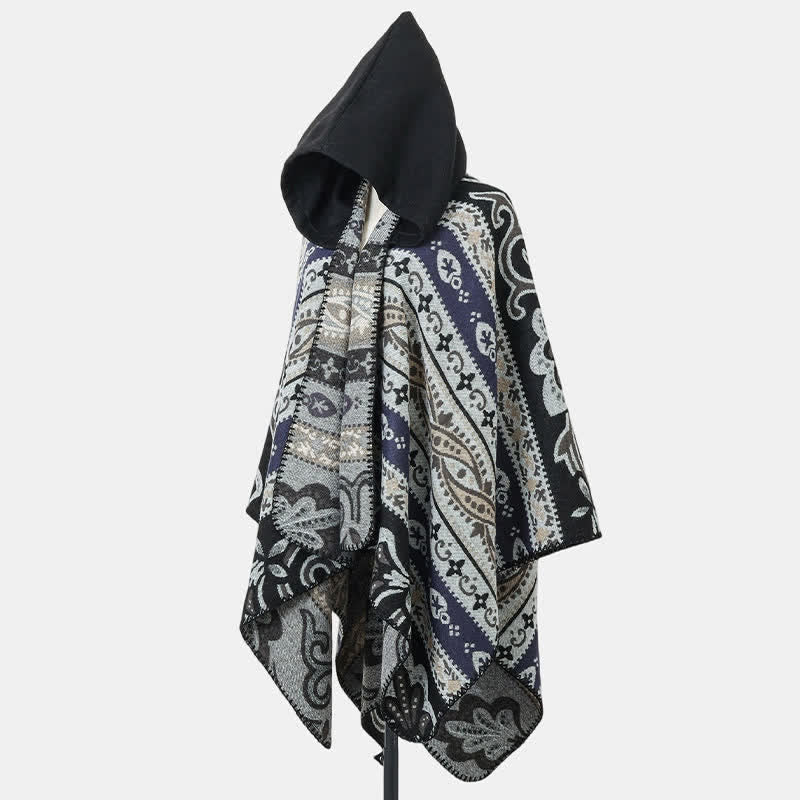 Buddha Stones Herbst/Winter Kapuzenschal mit Paisley-Muster, geometrischem Boho-Stil für Damen - image 7
