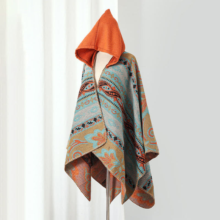 Buddha Stones Herbst/Winter Kapuzenschal mit Paisley-Muster, geometrischem Boho-Stil für Damen - image 5