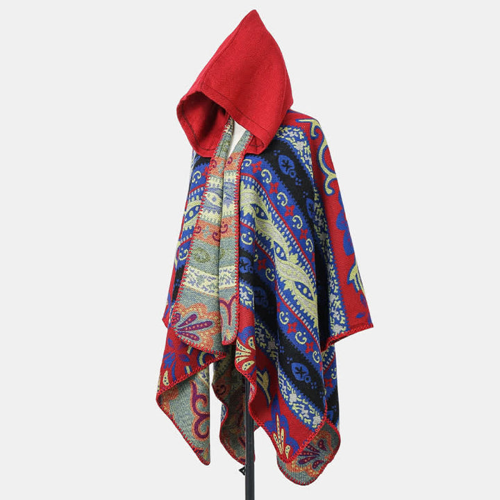 Buddha Stones Herbst/Winter Kapuzenschal mit Paisley-Muster, geometrischem Boho-Stil für Damen - image 10