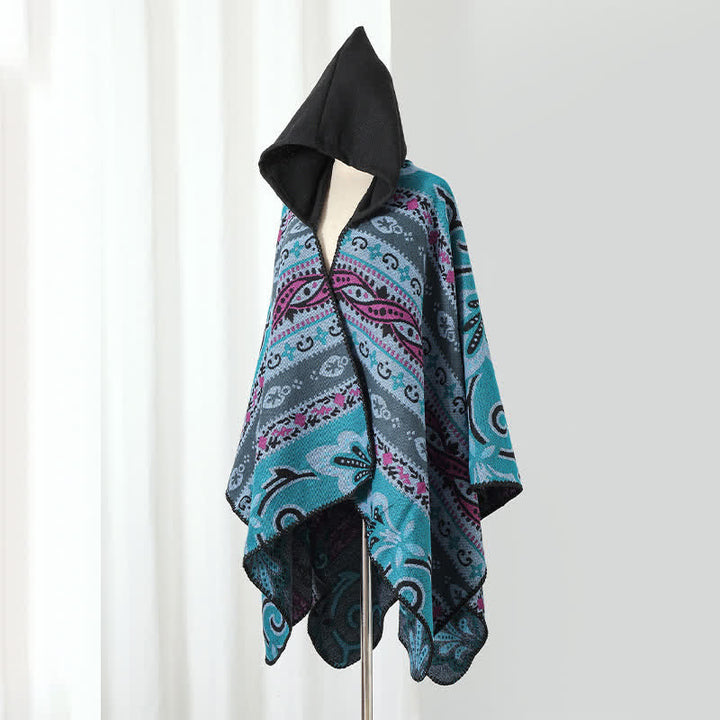 Buddha Stones Herbst/Winter Kapuzenschal mit Paisley-Muster, geometrischem Boho-Stil für Damen - image 14