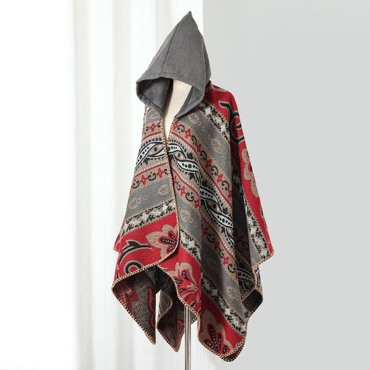 Buddha Stones Herbst/Winter Kapuzenschal mit Paisley-Muster, geometrischem Boho-Stil für Damen - image 21