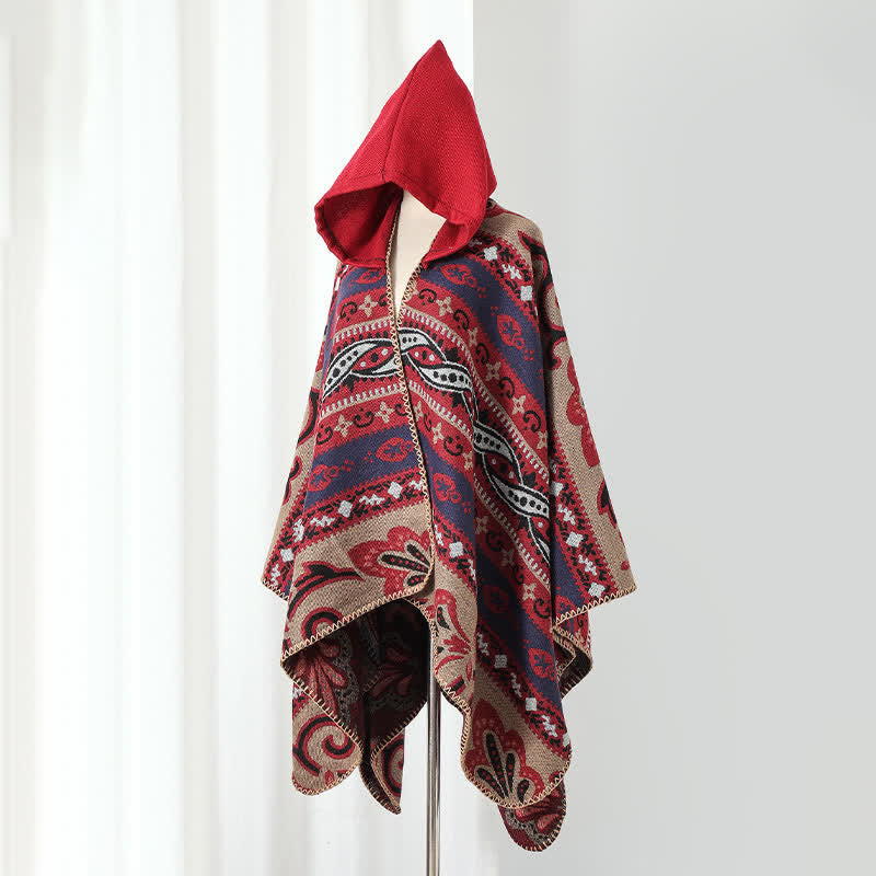 Buddha Stones Herbst/Winter Kapuzenschal mit Paisley-Muster, geometrischem Boho-Stil für Damen - image 24