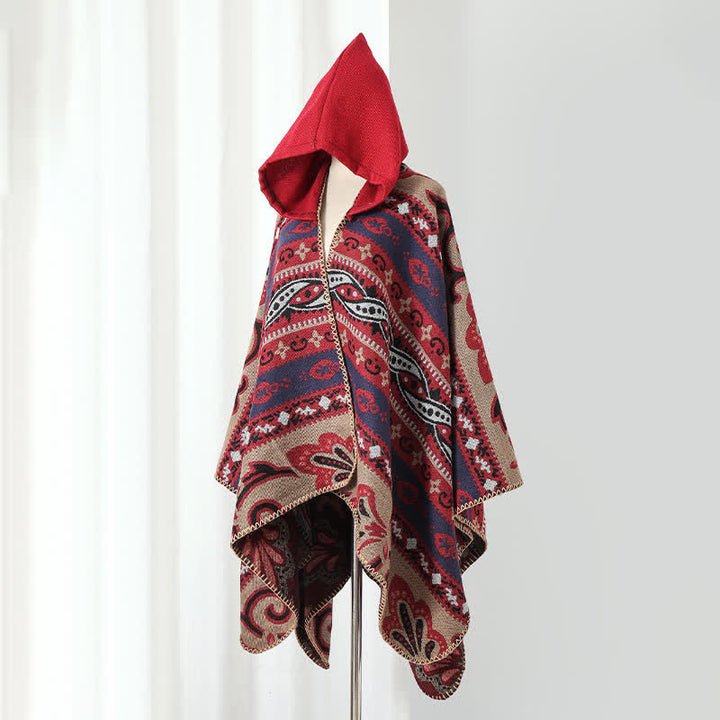 Buddha Stones Herbst/Winter Kapuzenschal mit Paisley-Muster, geometrischem Boho-Stil für Damen - image 24