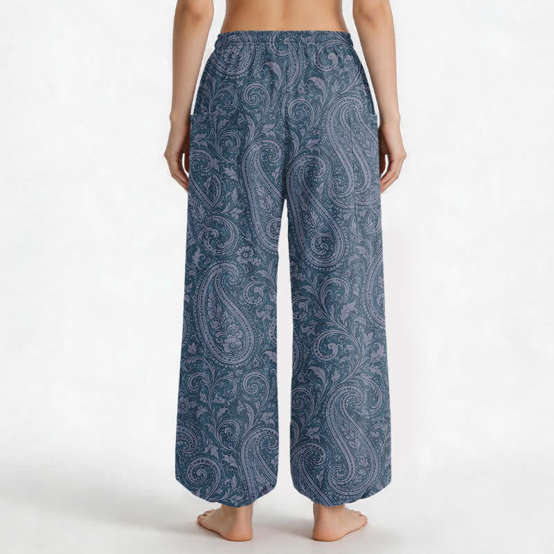 Buddha Stones Baumwoll-Haremshose für Damen mit Vintage-Paisley-Muster, elastischem Bund und Seitentaschen - image 2