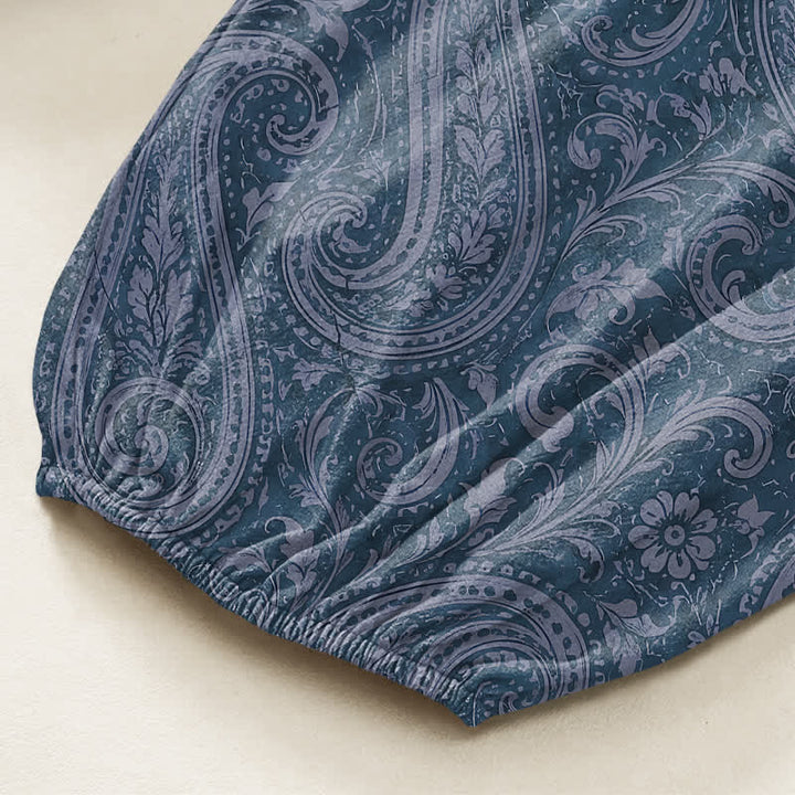 Buddha Stones Baumwoll-Haremshose für Damen mit Vintage-Paisley-Muster, elastischem Bund und Seitentaschen - image 6