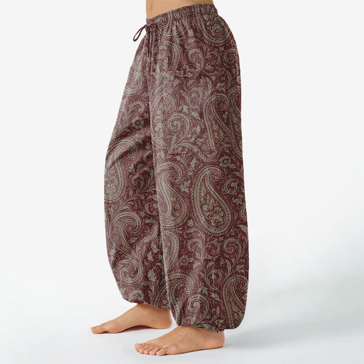 Buddha Stones Baumwoll-Haremshose für Damen mit Vintage-Paisley-Muster, elastischem Bund und Seitentaschen - image 8