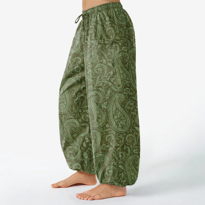 Buddha Stones Baumwoll-Haremshose für Damen mit Vintage-Paisley-Muster, elastischem Bund und Seitentaschen - image 11