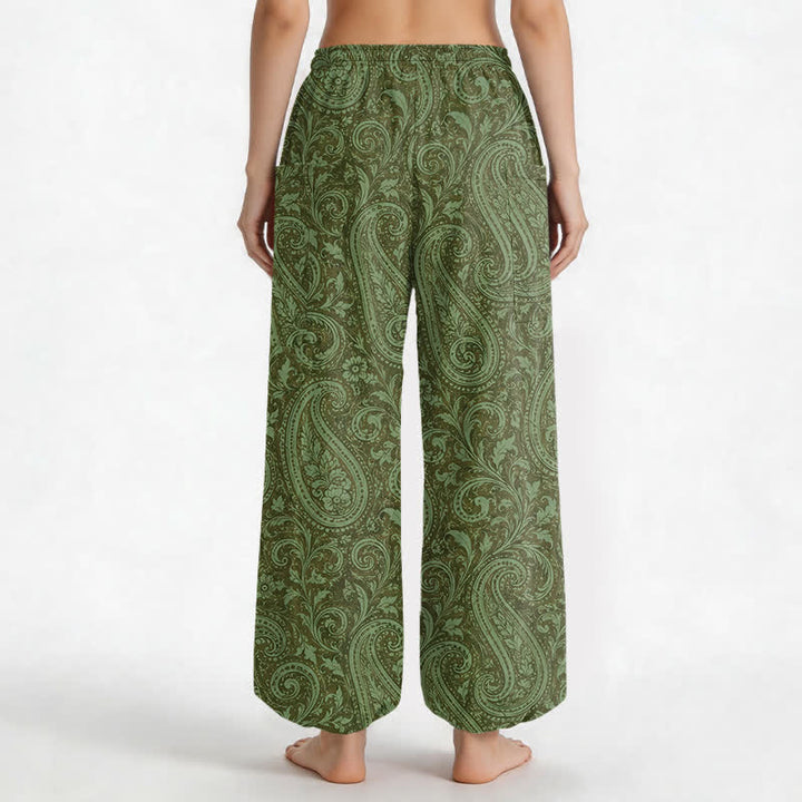 Buddha Stones Baumwoll-Haremshose für Damen mit Vintage-Paisley-Muster, elastischem Bund und Seitentaschen - image 12