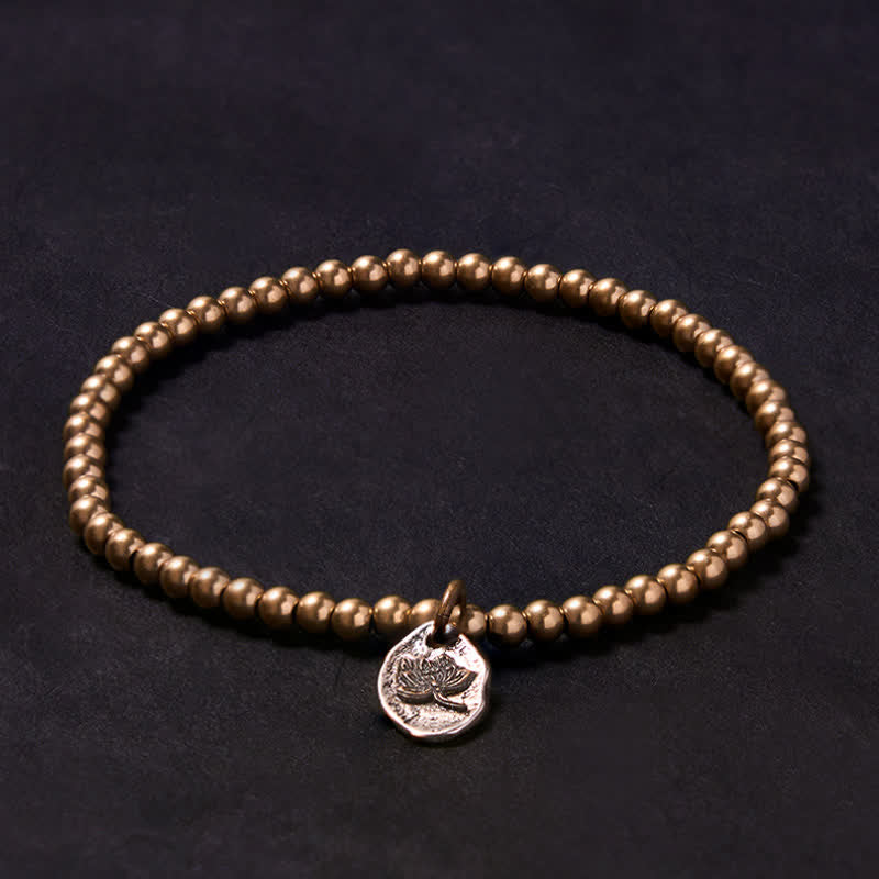 Buddha Stones Heilendes Armband mit Lotus-Anhängern aus Kupferperlen - image 1