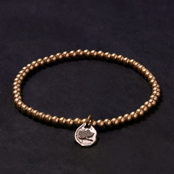 Buddha Stones Heilendes Armband mit Lotus-Anhängern aus Kupferperlen - image 1