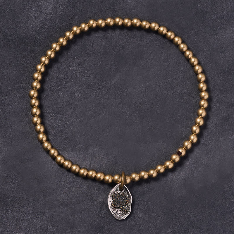 Buddha Stones Heilendes Armband mit Lotus-Anhängern aus Kupferperlen - image 2