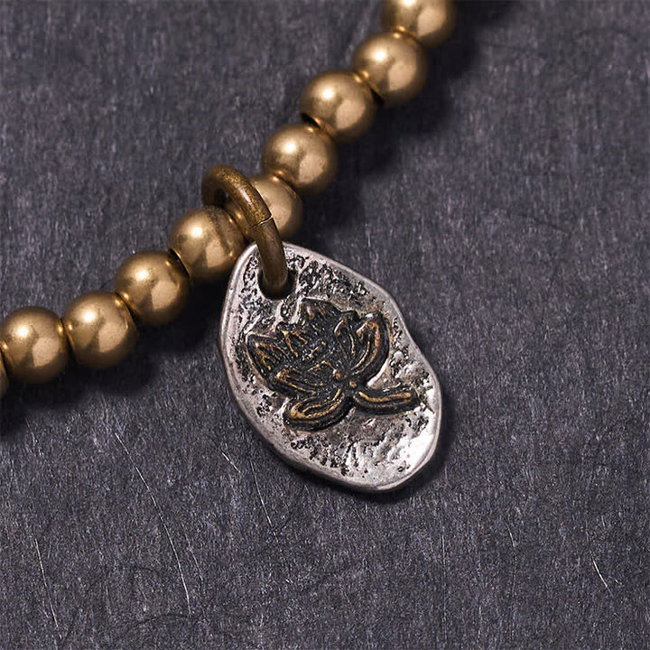 Buddha Stones Heilendes Armband mit Lotus-Anhängern aus Kupferperlen - image 3