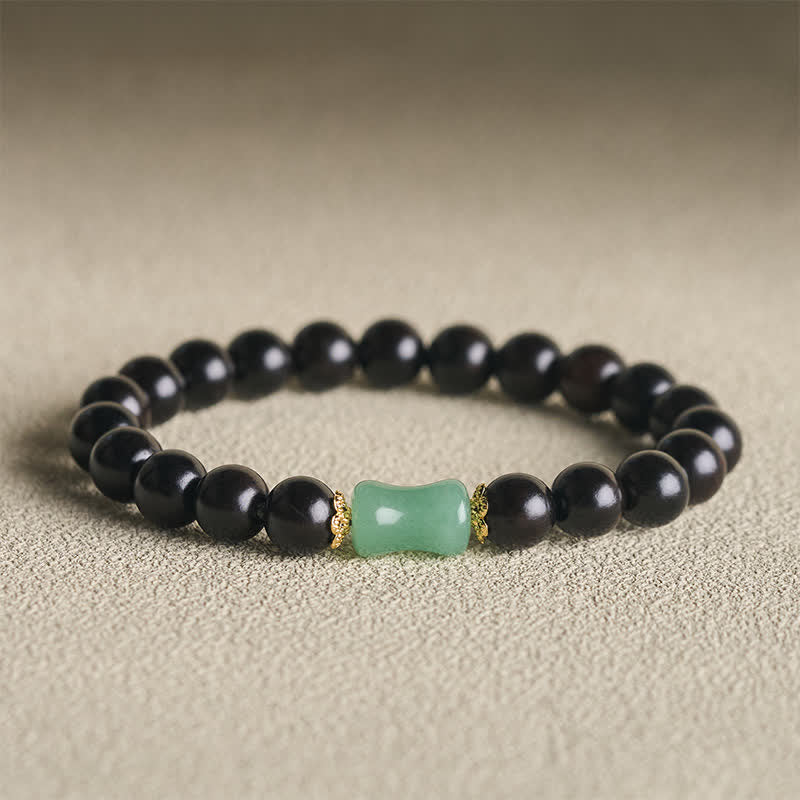 Buddha Stones Unisex-Armband aus Ebenholz, grünem Sandelholz mit natürlicher Maserung - Ebenholz (Balance ♥ Ruhe) - image 0