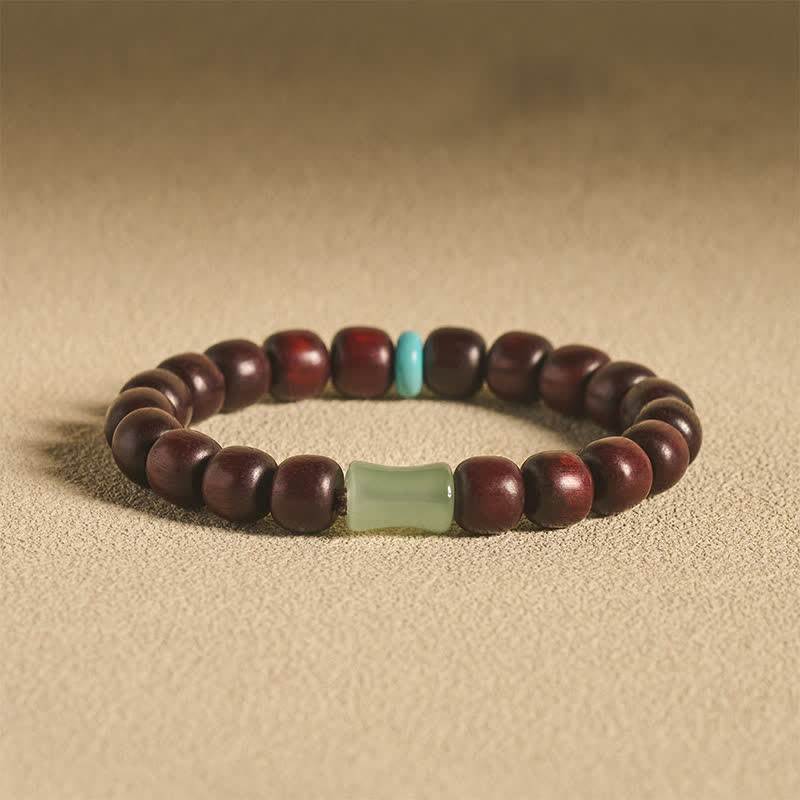 Buddha Stones Vintage Armband aus rotem Sandelholz, Ebenholz und Bambus - 10 mm rotes Sandelholz (Glücksbringender Segen ♥) - image 0
