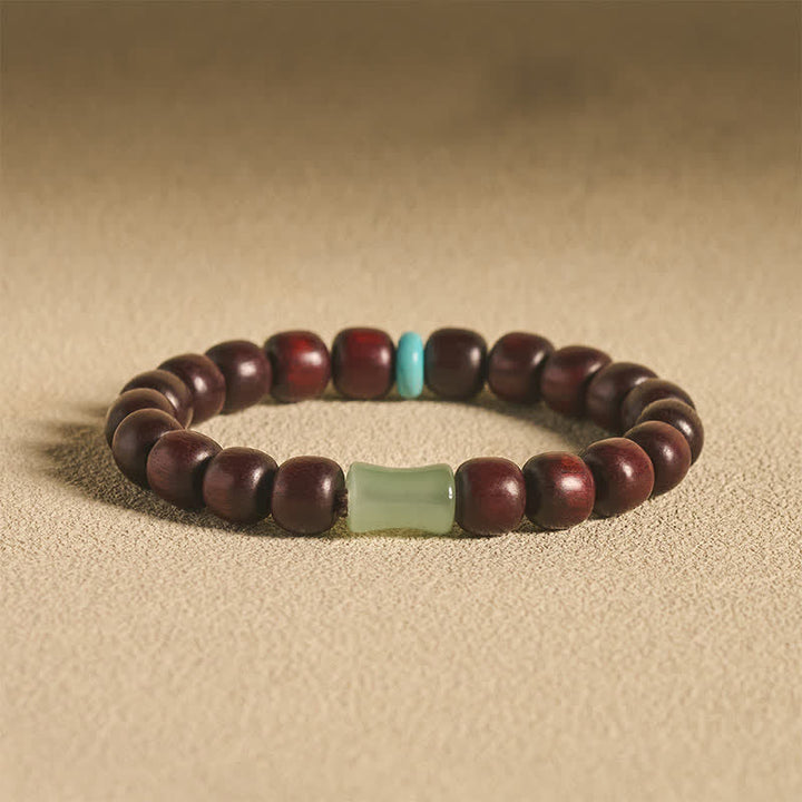 Buddha Stones Vintage Armband aus rotem Sandelholz, Ebenholz und Bambus - 10 mm rotes Sandelholz (Glücksbringender Segen ♥) - image 0