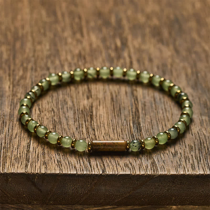 Buddha Stones Armband aus grünen Traubenachat- und Jaspisperlen - Bildjaspis (Mut ♥ Weisheit) - image 0