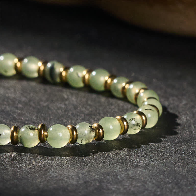 Buddha Stones Armband aus grünen Traubenachat- und Jaspisperlen - image 4