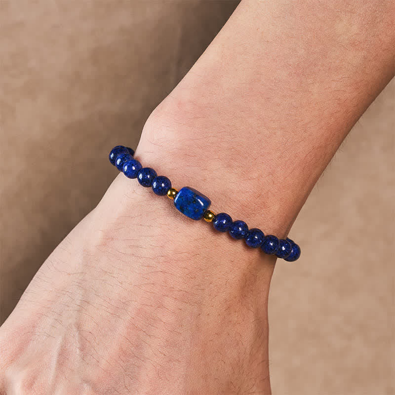Buddha Stones Minimalistisches Weisheitsarmband aus Lapislazuli-Stretchperlen - image 3