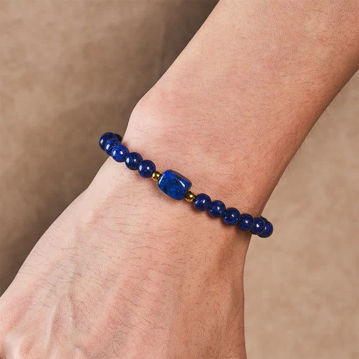 Buddha Stones Minimalistisches Weisheitsarmband aus Lapislazuli-Stretchperlen - image 3