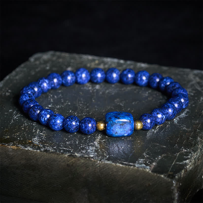Buddha Stones Minimalistisches Weisheitsarmband aus Lapislazuli-Stretchperlen - Lapislazuli (Balance ♥ Gelassenheit) - image 0