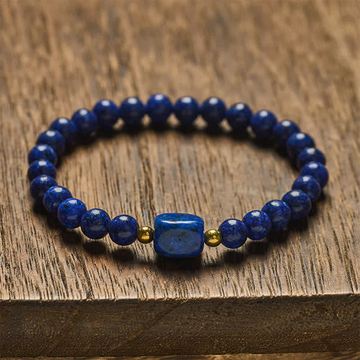 Buddha Stones Minimalistisches Weisheitsarmband aus Lapislazuli-Stretchperlen - image 1