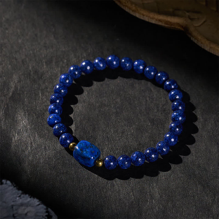 Buddha Stones Minimalistisches Weisheitsarmband aus Lapislazuli-Stretchperlen - image 2