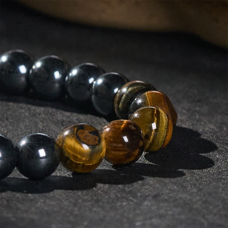 Buddha Stones Armband aus Tigerauge-Hämatit-Fokusperlen - image 4