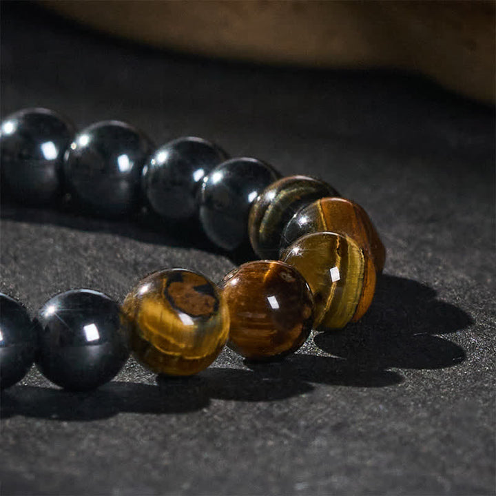 Buddha Stones Armband aus Tigerauge-Hämatit-Fokusperlen - image 4