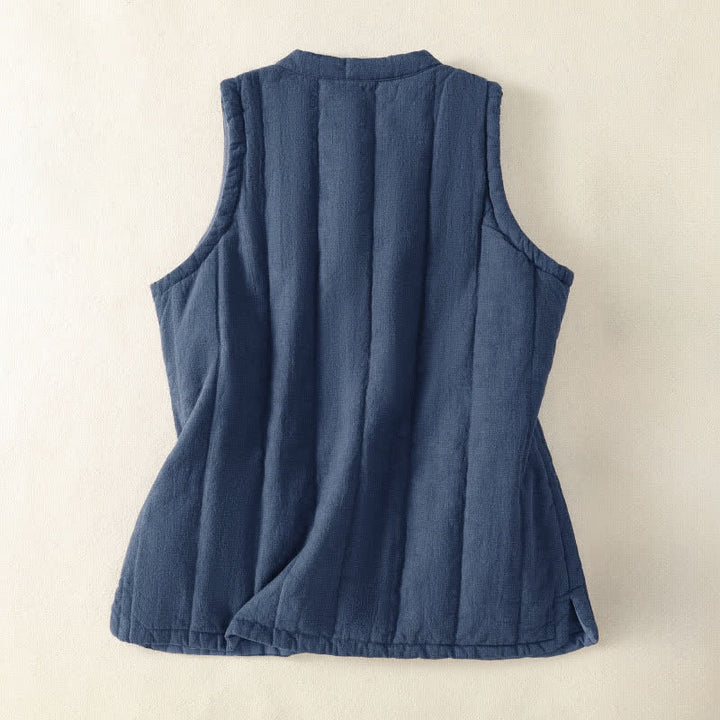 Buddha Stones Winter Vintage Tang Style Frog Button Solid Tank Top Damenweste mit Taschen - image 1