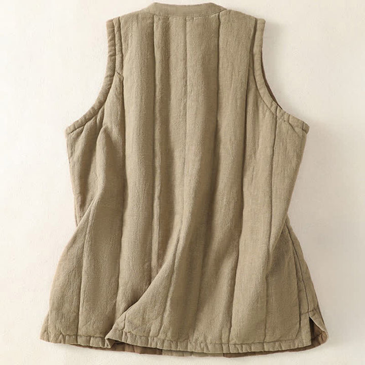 Buddha Stones Winter Vintage Tang Style Frog Button Solid Tank Top Damenweste mit Taschen - image 3