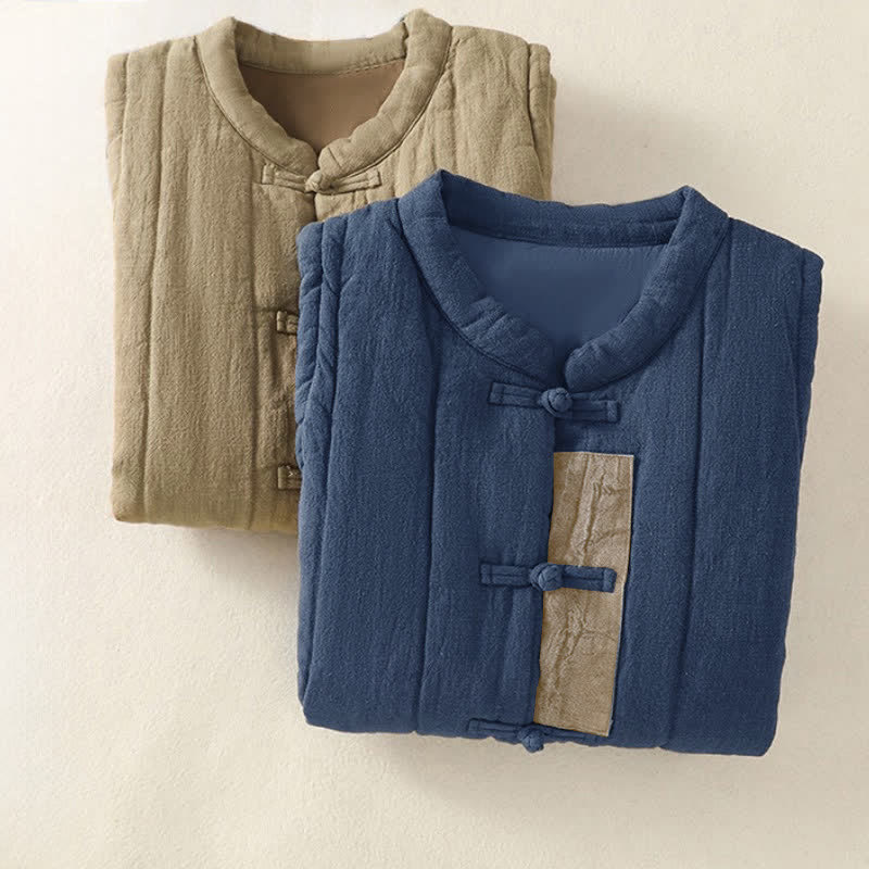 Buddha Stones Winter Vintage Tang Style Frog Button Solid Tank Top Damenweste mit Taschen - image 5