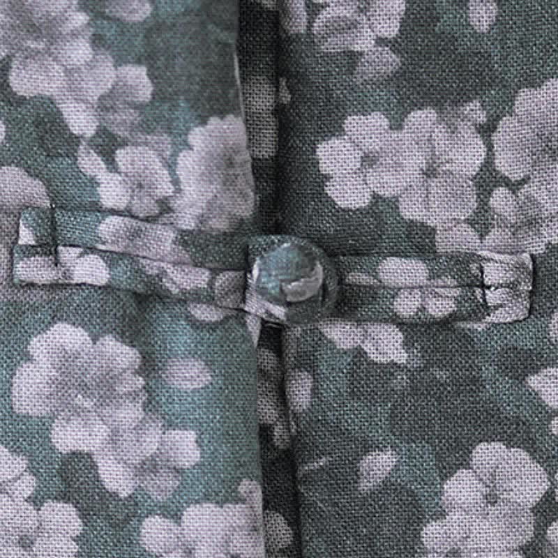 Buddha Stones Winter Vintage Tang Style Froschknopf Blumenmuster Damenjacke - image 8