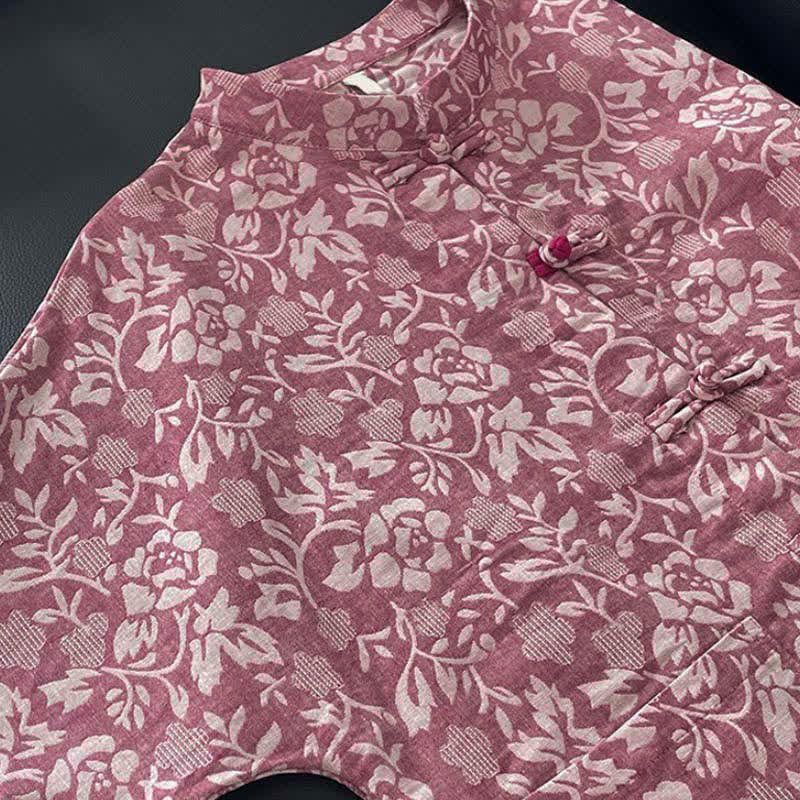 Buddha Stones Herbstliches Tang Style Vintage Damen Langarmhemd mit Froschknopf und Blumenmuster, mit Taschen - image 9