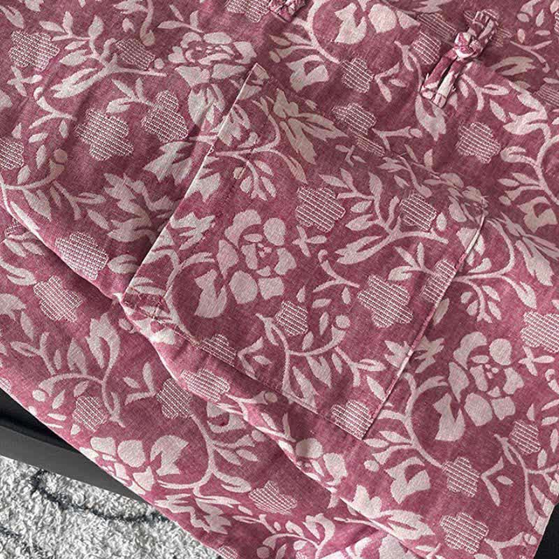 Buddha Stones Herbstliches Tang Style Vintage Damen Langarmhemd mit Froschknopf und Blumenmuster, mit Taschen - image 12
